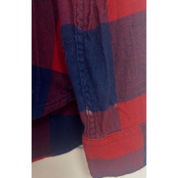 Flag Anthem Shirt Mens Medium Red Blue Button Up Buffalo Plaid Flannel - Picture 4 of 8